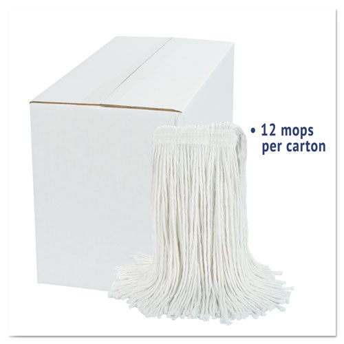 Image of Boardwalk® Cut-End Wet Mop Head, Rayon, No. 24, White, 12/carton