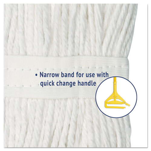 Image of Boardwalk® Cut-End Wet Mop Head, Cotton, #16, White, 12/carton