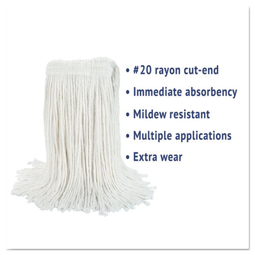 Image of Boardwalk® Cut-End Wet Mop Head, Rayon, No. 20, White