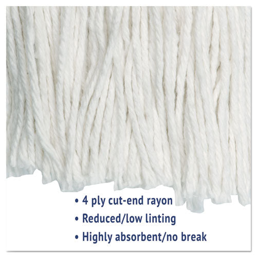 Image of Boardwalk® Cut-End Wet Mop Head, Rayon, No. 24, White, 12/carton