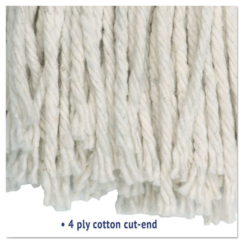 Image of Boardwalk® Cut-End Wet Mop Head, Cotton, White, #20, 12/carton