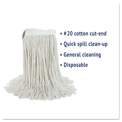 Image of Boardwalk® Cut-End Wet Mop Head, Cotton, No. 20, White