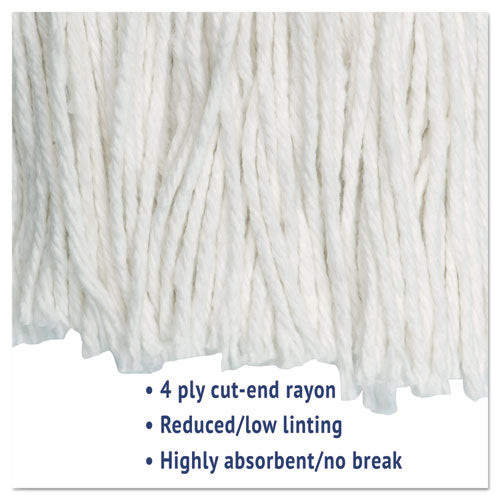 Image of Boardwalk® Cut-End Wet Mop Head, Rayon, No. 20, White, 12/carton