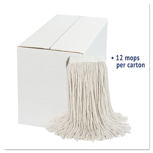 Image of Boardwalk® Cut-End Wet Mop Head, Cotton, White, #20, 12/carton