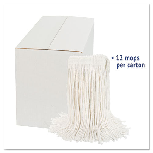 Image of Boardwalk® Cut-End Wet Mop Head, Rayon, No. 20, White, 12/carton