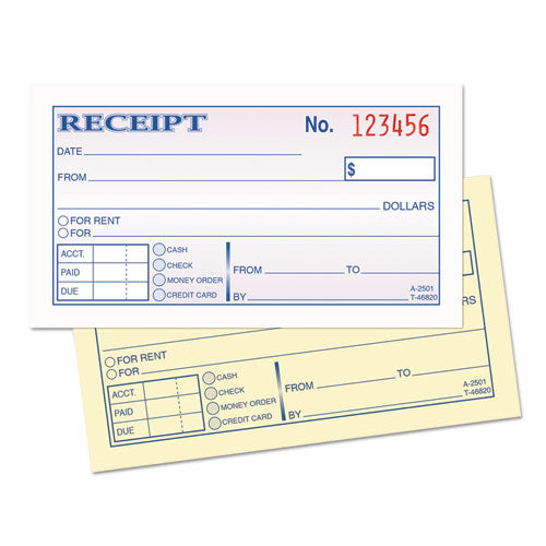 Image of TOPS Money and Rent Receipt Books, Two-Part Carbonless, 4.78 X 2.75, 50 Forms Total