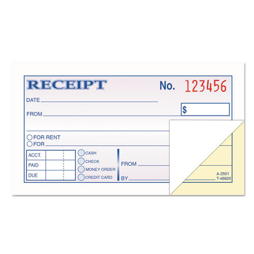 Image of TOPS Money and Rent Receipt Books, Two-Part Carbonless, 4.78 X 2.75, 50 Forms Total