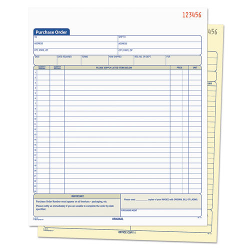 Image of TOPS Purchase Order Book, 22 Lines, Two-Part Carbonless, 8.38 x 10.19, 50 Forms Total