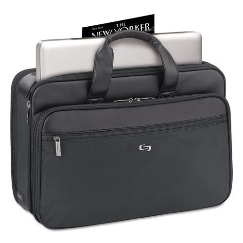 Image of Solo Classic Smart Strap Briefcase, Fits Devices Up to 16", Ballistic Polyester, 17.5 x 5.5 x 12, Black