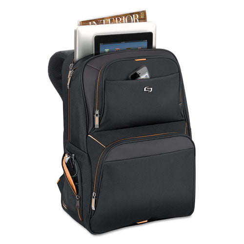 Image of Solo Urban Backpack, Fits Devices Up to 17.3", Polyester, 12.5 x 8.5 x 18.5, Black