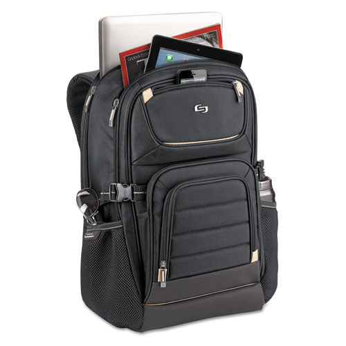 Image of Solo Pro Backpack, Fits Devices Up to 17.3", Polyester, 12.25 x 6.75 x 17.5, Black