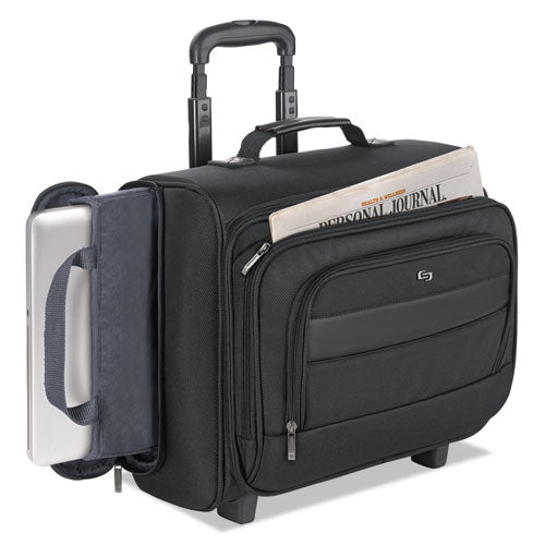 Image of Solo Classic Rolling Overnighter Case, Fits Devices Up to 15.6", Ballistic Polyester, 16.14 x 6.69 x 13.78, Black
