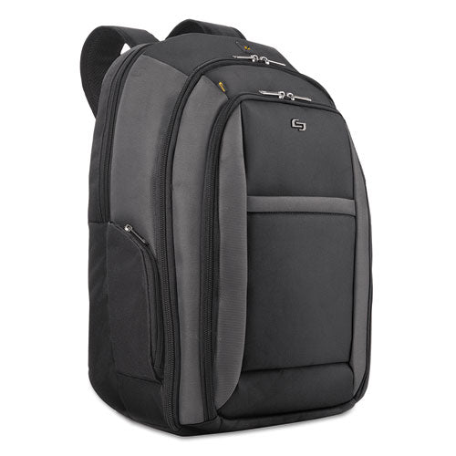 Image of Solo Pro CheckFast Backpack, Fits Devices Up to 16", Ballistic Polyester, 13.75 x 6.5 x 17.75, Black