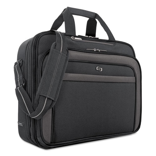 Image of Solo Pro CheckFast Briefcase, Fits Devices Up to 17.3", Polyester, 17 x 5.5 x 13.75, Black