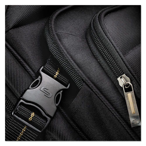 Image of Solo Pro Backpack, Fits Devices Up to 17.3", Polyester, 12.25 x 6.75 x 17.5, Black