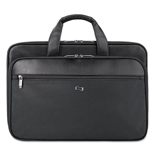 Image of Solo Classic Smart Strap Briefcase, Fits Devices Up to 16", Ballistic Polyester, 17.5 x 5.5 x 12, Black