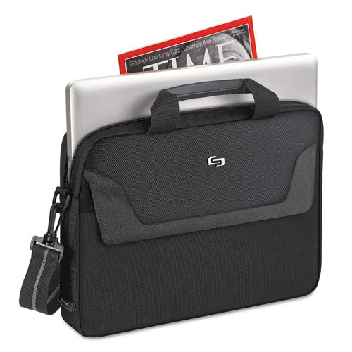 Image of Solo Pro Slim Brief, Fits Devices Up to 14.1", Polyester, 14 x 1.5 x 10.5, Black