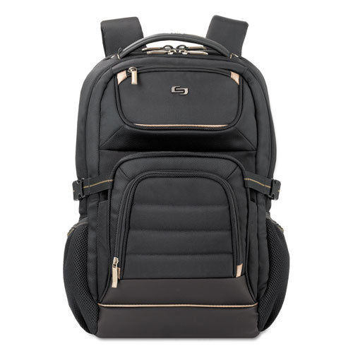 Image of Solo Pro Backpack, Fits Devices Up to 17.3", Polyester, 12.25 x 6.75 x 17.5, Black