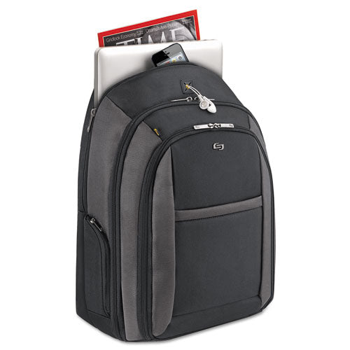 Image of Solo Pro CheckFast Backpack, Fits Devices Up to 16", Ballistic Polyester, 13.75 x 6.5 x 17.75, Black