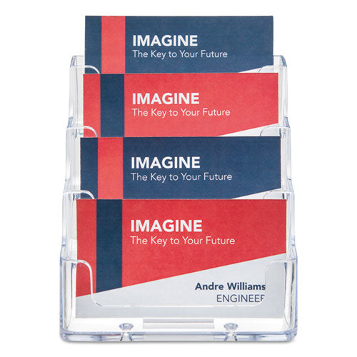 Image of deflecto® 4-Pocket Business Card Holder, Holds 200 Cards, 3.94 X 3.5 X 3.75, Plastic, Clear