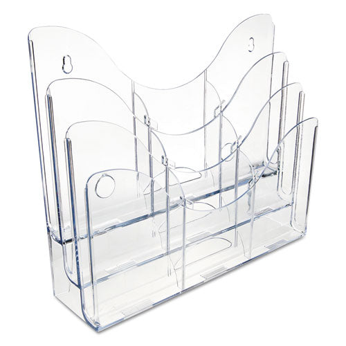 Image of deflecto® 3-Tier Document Organizer W/6 Removable Dividers, 14w X 3.5d X 11.5h, Clear