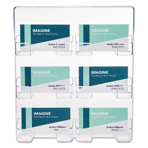 Image of deflecto® 6-Pocket Business Card Holder, Holds 480 Cards, 8.5 X 1.63 X 9.75, Plastic, Clear