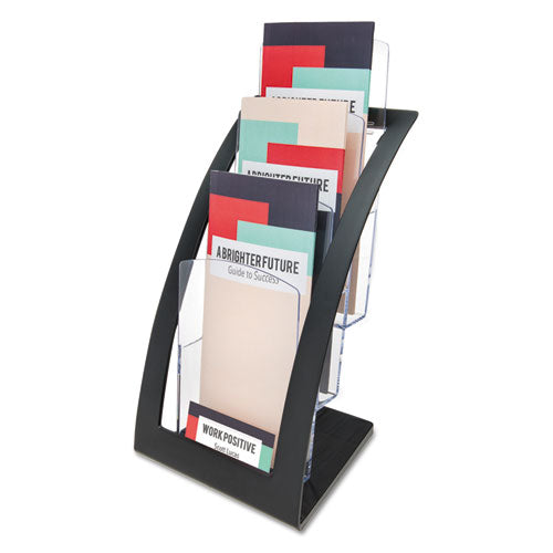 Image of deflecto® 3-Tier Literature Holder, Leaflet Size, 6.75w X 6.94d X 13.31h, Black