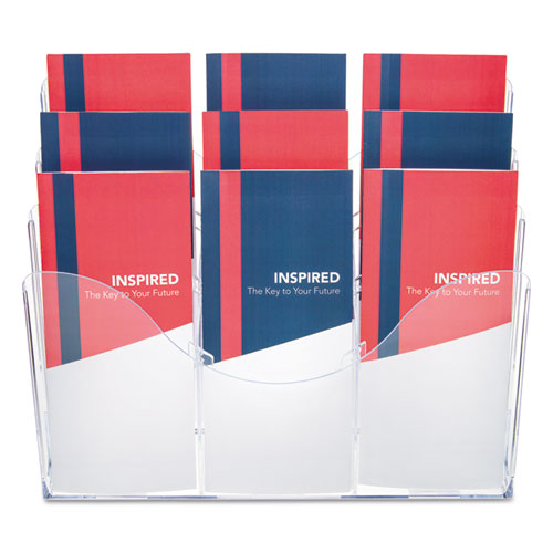 Image of deflecto® 3-Tier Document Organizer W/6 Removable Dividers, 14w X 3.5d X 11.5h, Clear