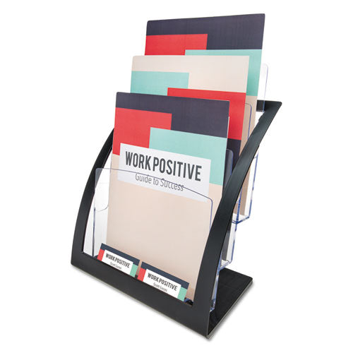 Image of deflecto® 3-Tier Literature Holder, Leaflet Size, 11.25w x 6.94d x 13.31h, Black