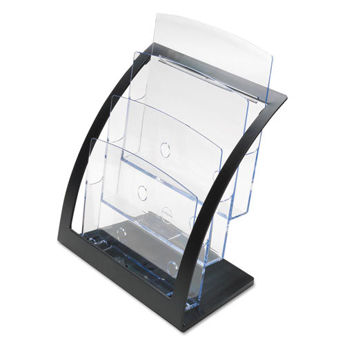Image of deflecto® 3-Tier Literature Holder, Leaflet Size, 11.25w x 6.94d x 13.31h, Black