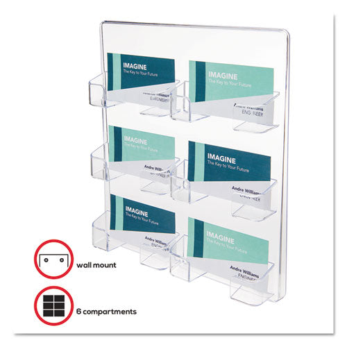 Image of deflecto® 6-Pocket Business Card Holder, Holds 480 Cards, 8.5 X 1.63 X 9.75, Plastic, Clear