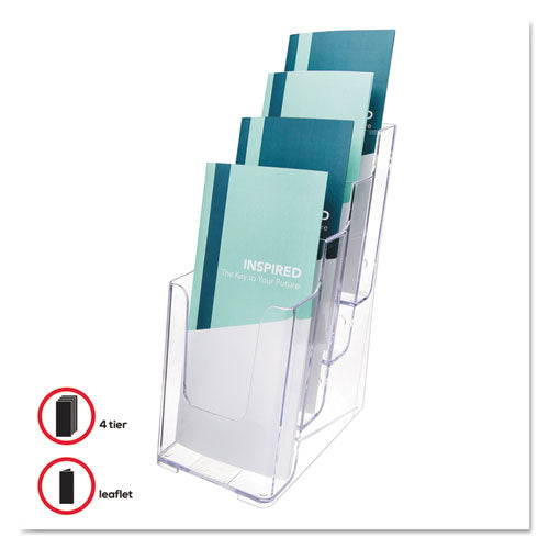 Image of deflecto® 4-Compartment Docuholder, Leaflet Size, 4.88w X 6.13d X 10h, Clear