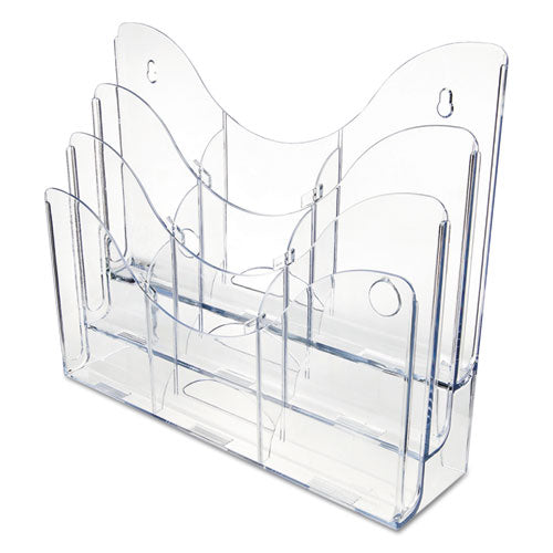 Image of deflecto® 3-Tier Document Organizer W/6 Removable Dividers, 14w X 3.5d X 11.5h, Clear