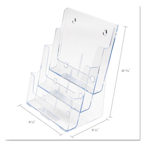 Image of deflecto® 3-Compartment Docuholder, Magazine Size, 9.5w X 6.25d X 12.63, Clear