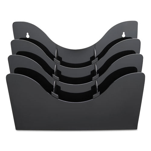 Image of deflecto® 3-Tier Document Organizer W/6 Removable Dividers, 13.38w X 3.5d X 11.5h, Black