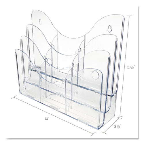 Image of deflecto® 3-Tier Document Organizer W/6 Removable Dividers, 14w X 3.5d X 11.5h, Clear