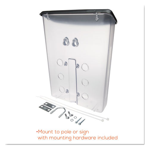 Image of deflecto® Outdoor Literature Box, 10w X 4.5d X 13.13h, Clear/black