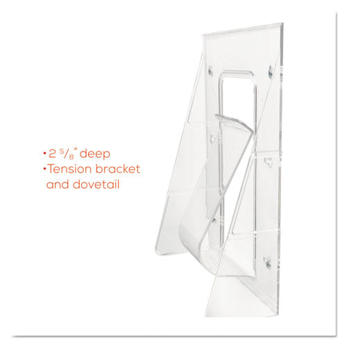 Image of deflecto® Stand-Tall Wall-Mount Literature Rack, Leaflet, 4.56w X 3.25d X 11.88h, Clear