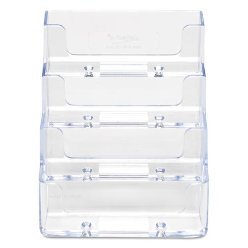 Image of deflecto® 4-Pocket Business Card Holder, Holds 200 Cards, 3.94 X 3.5 X 3.75, Plastic, Clear