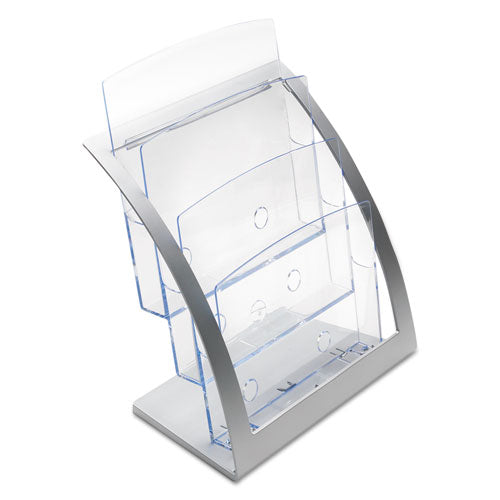 Image of deflecto® 3-Tier Literature Holder, Leaflet Size, 11.25w X 6.94d X 13.31h, Silver