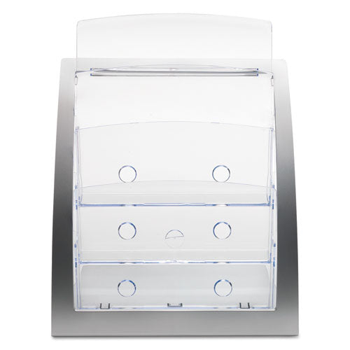 Image of deflecto® 3-Tier Literature Holder, Leaflet Size, 11.25w X 6.94d X 13.31h, Silver