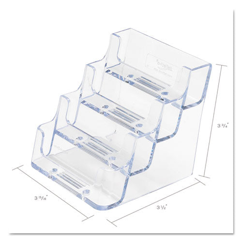 Image of deflecto® 4-Pocket Business Card Holder, Holds 200 Cards, 3.94 X 3.5 X 3.75, Plastic, Clear