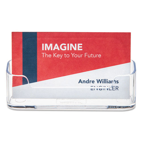 Image of deflecto® Horizontal Business Card Holder, Holds 50 Cards, 3.88 X 1.38 X 1.81, Plastic, Clear