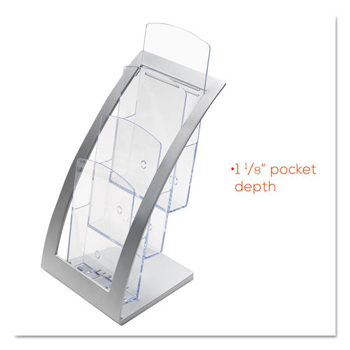Image of deflecto® 3-Tier Literature Holder, Leaflet Size, 6.75w X 6.94d X 13.31h, Silver