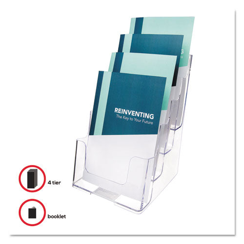 Image of deflecto® 4-Compartment Docuholder, Booklet Size, 6.88w X 6.25d X 10h, Clear