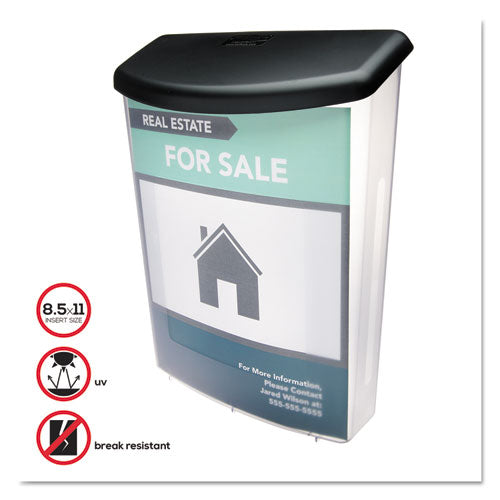 Image of deflecto® Outdoor Literature Box, 10w X 4.5d X 13.13h, Clear/black
