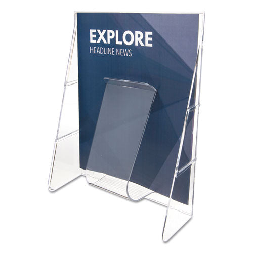 Image of deflecto® Stand-Tall Wall-Mount Literature Rack, Magazine, 9.13w X 3.25d X 11.88h, Clear