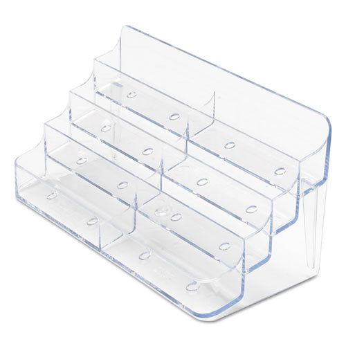 Image of deflecto® 8-Pocket Business Card Holder, Holds 400 Cards, 7.78 X 3.5 X 3.38, Plastic, Clear