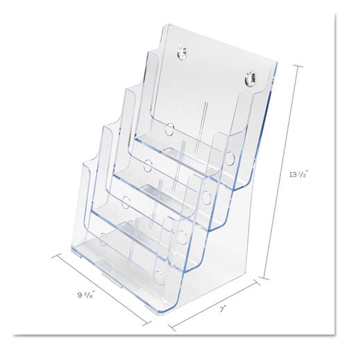 Image of deflecto® 4-Compartment DocuHolder, Magazine Size, 9.38w x 7d x 13.63h, Clear