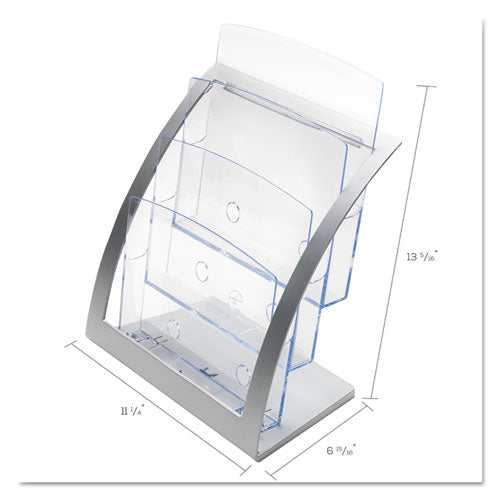 Image of deflecto® 3-Tier Literature Holder, Leaflet Size, 11.25w X 6.94d X 13.31h, Silver
